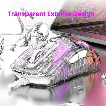 HXSJ X400B Wired Gaming Mouse 6 Adjustable DPI RGB Lighting Transparent Macro Programmable Mouse