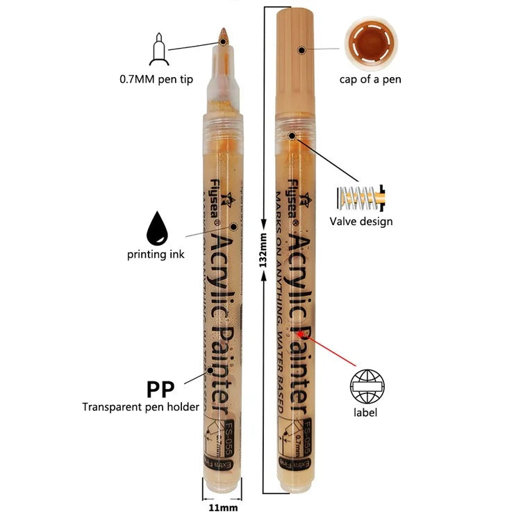 FLYSEA FS-05 0.7mm Waterproof Acrylic Marker Pen for Drawing, Coloring