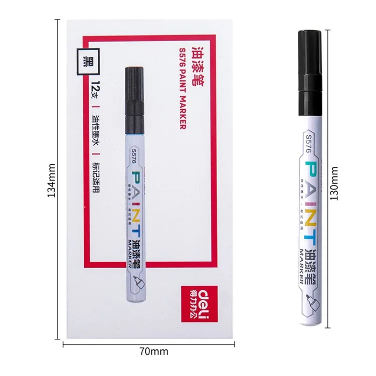 DELI S576 12Pcs / Pack Paint Pens for Artistic Drawing, DIY Crafting, Coloring, Note-Taking Marker Pen