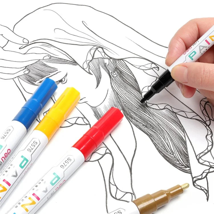 DELI S576 12Pcs / Pack Paint Pens for Artistic Drawing, DIY Crafting, Coloring, Note-Taking Marker Pen
