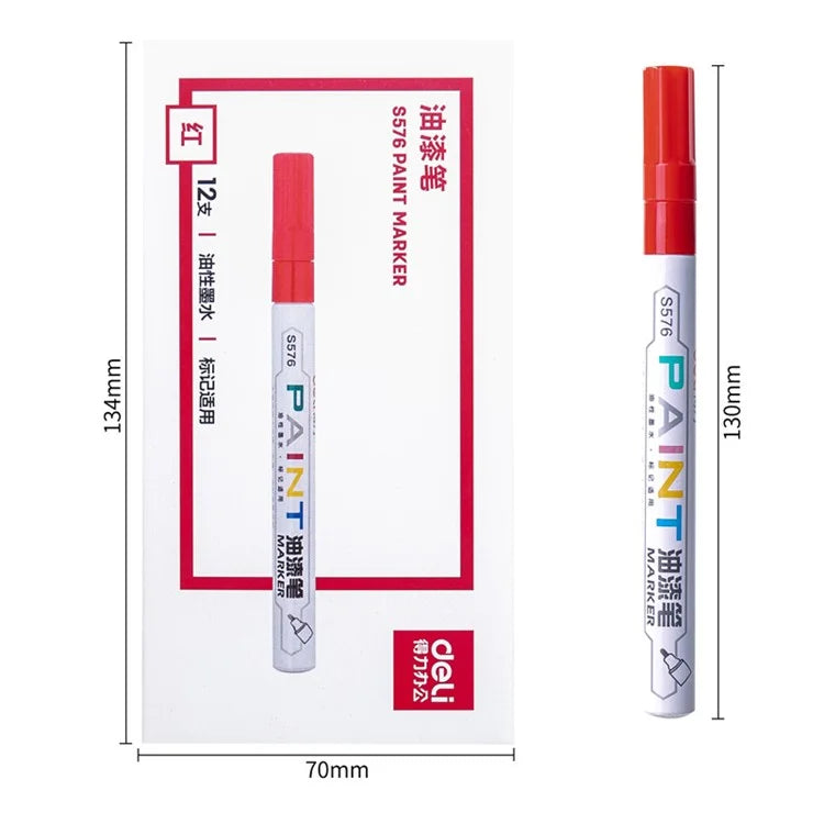 DELI S576 12Pcs / Pack Paint Pens for Artistic Drawing, DIY Crafting, Coloring, Note-Taking Marker Pen