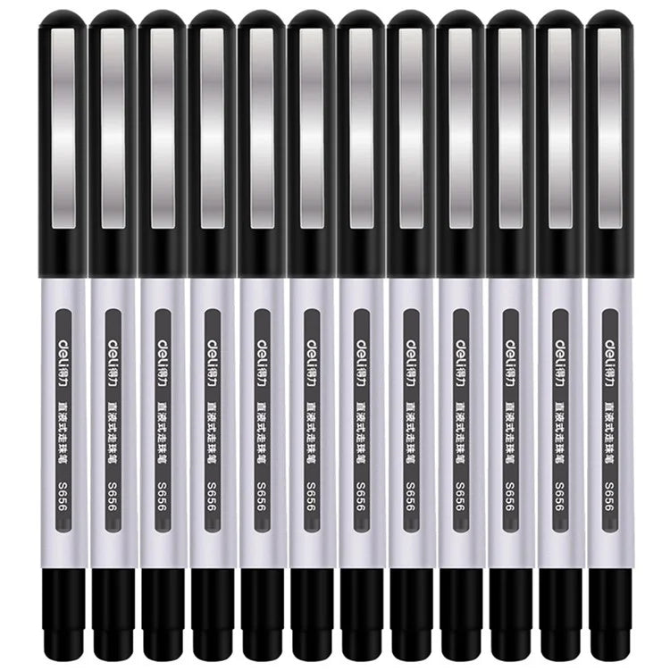 DELI S656 12-Pack Roller Ball Pens 0.5mm Liquid Ink Writing Pen for Students