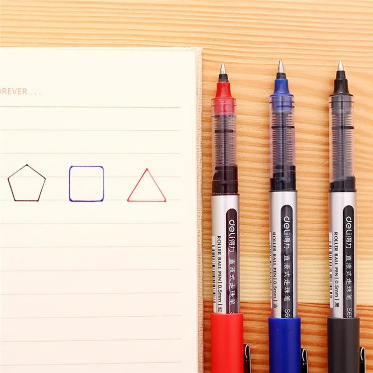 DELI S656 12-Pack Roller Ball Pens 0.5mm Liquid Ink Writing Pen for Students