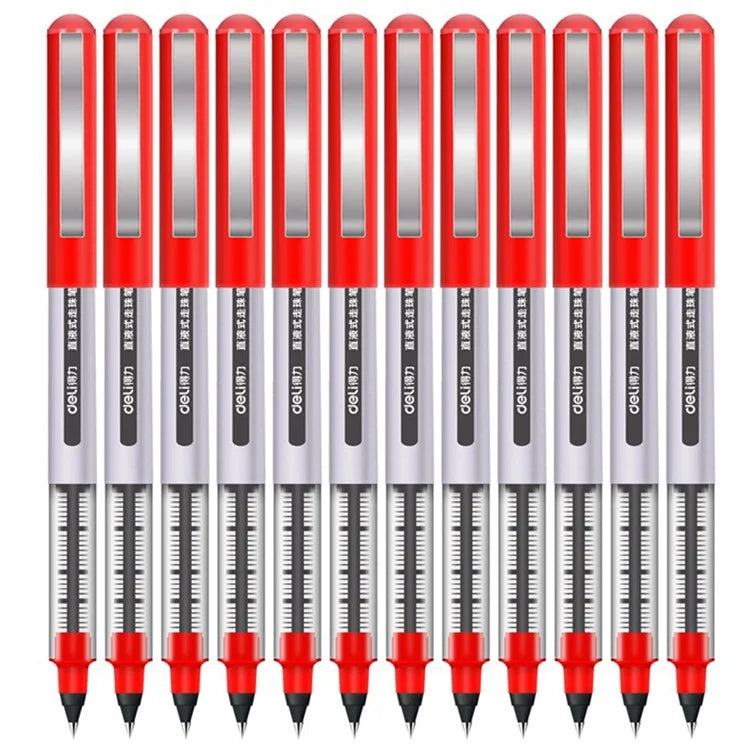 DELI S656 12-Pack Roller Ball Pens 0.5mm Liquid Ink Writing Pen for Students
