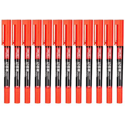 DELI 6823 12-Pack Dual-Tip Marker Pens 0.5mm / 1.2mm Fine / Broad Tips Drawing Pens