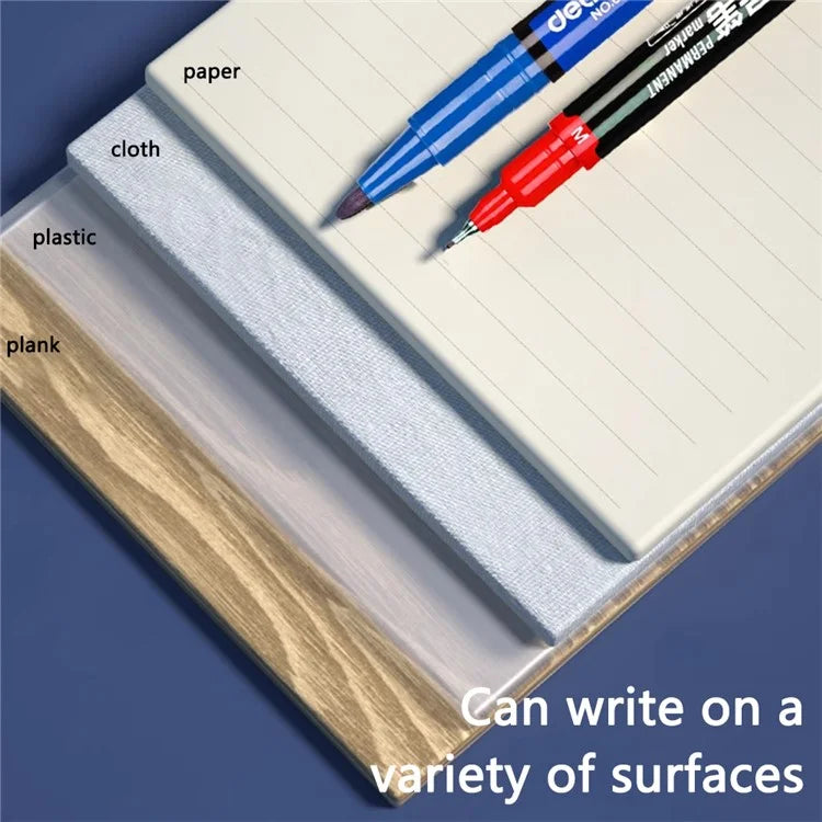 DELI 6823 12-Pack Dual-Tip Marker Pens 0.5mm / 1.2mm Fine / Broad Tips Drawing Pens