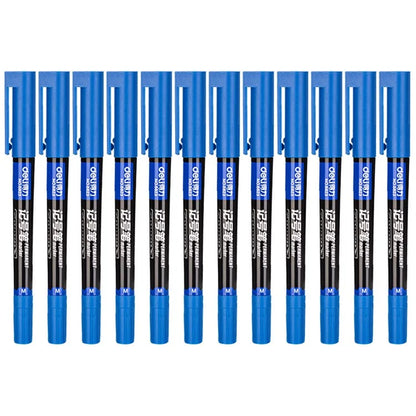 DELI 6823 12-Pack Dual-Tip Marker Pens 0.5mm / 1.2mm Fine / Broad Tips Drawing Pens