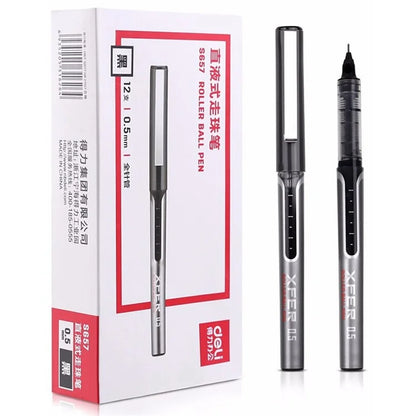DELI S657 Rollerball Pen 12Pcs 0.5mm Liquid Ink Rollerball Ballpoint Pens for Writing