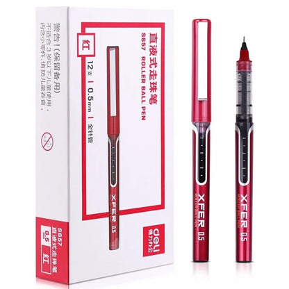 DELI S657 Rollerball Pen 12Pcs 0.5mm Liquid Ink Rollerball Ballpoint Pens for Writing