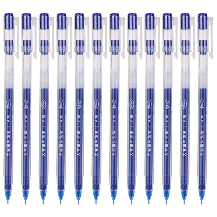 DELI A116 12Pcs Writing Neutral Pen Large Capacity Needle Pen 0.5mm Carbon Water Pen