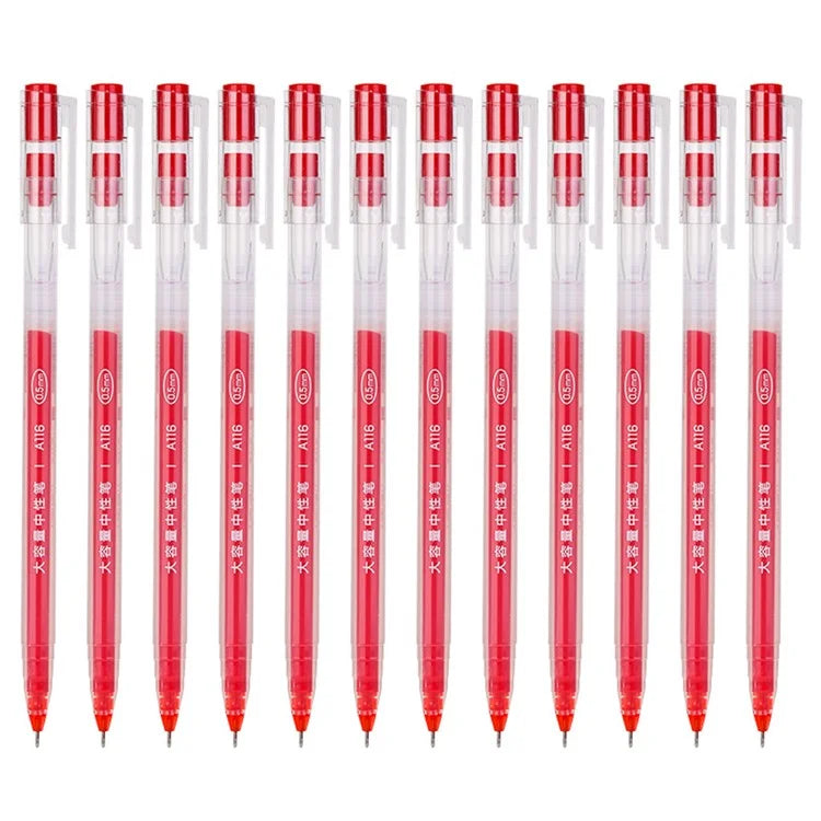 DELI A116 12Pcs Writing Neutral Pen Large Capacity Needle Pen 0.5mm Carbon Water Pen