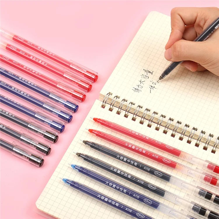 DELI A116 12Pcs Writing Neutral Pen Large Capacity Needle Pen 0.5mm Carbon Water Pen