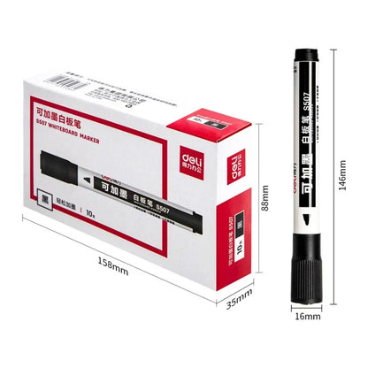 DELI S507 10Pcs Whiteboard Markers Dry Wipe White Board Pens for School Office Home