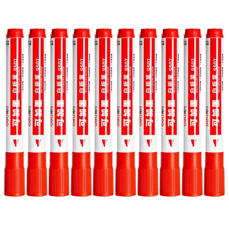 DELI S507 10Pcs Whiteboard Markers Dry Wipe White Board Pens for School Office Home
