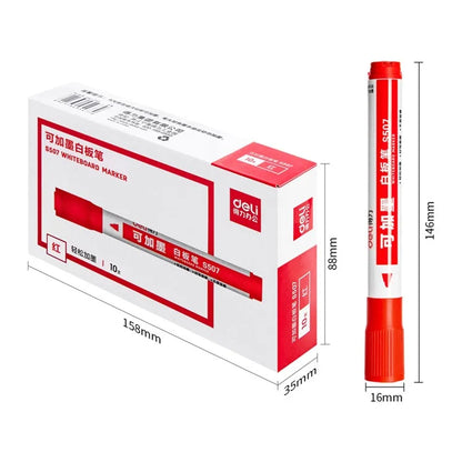 DELI S507 10Pcs Whiteboard Markers Dry Wipe White Board Pens for School Office Home