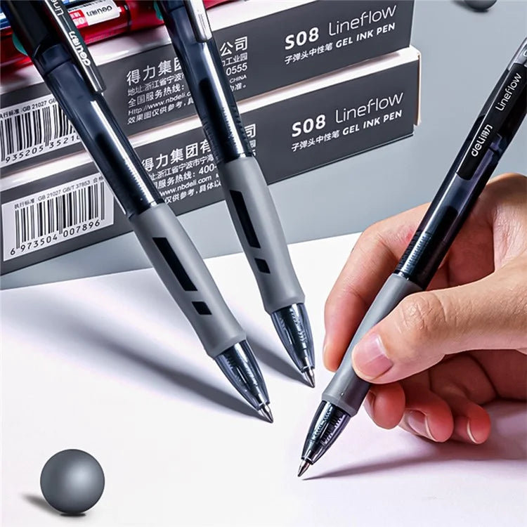DELI S08 12Pcs Gel Pens Smooth Writing 0.5mm Bullet Tip Student Pen