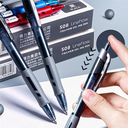 DELI S08 12Pcs Gel Pens Smooth Writing 0.5mm Bullet Tip Student Pen