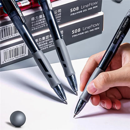 DELI S08 12Pcs Gel Pens Smooth Writing 0.5mm Bullet Tip Student Pen