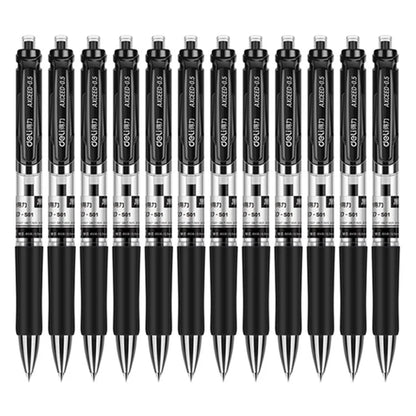 DELI S01 12Pcs Gel Pens Press Type Retractable Smooth Writing 0.5mm Gel Pen