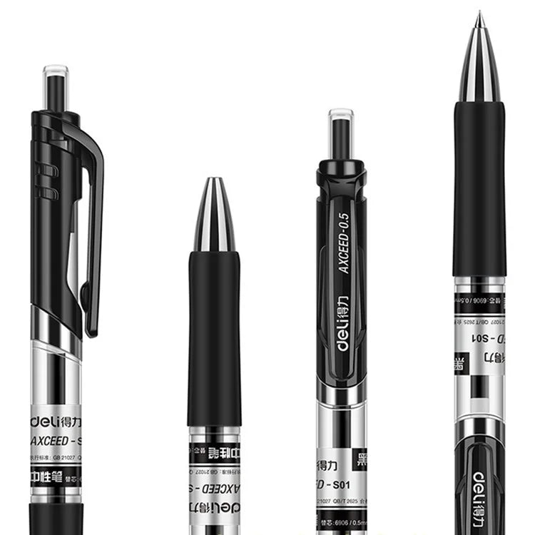 DELI S01 12Pcs Gel Pens Press Type Retractable Smooth Writing 0.5mm Gel Pen