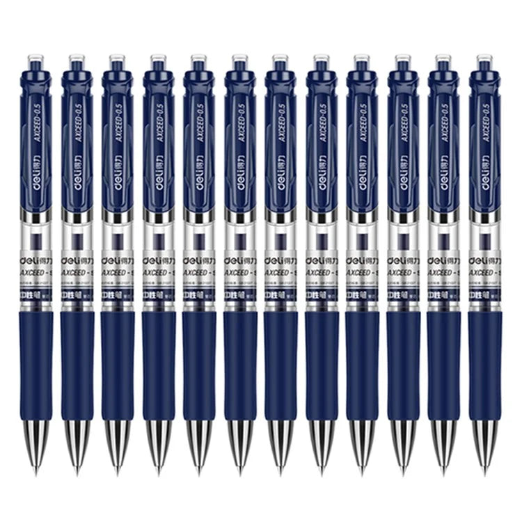 DELI S01 12Pcs Gel Pens Press Type Retractable Smooth Writing 0.5mm Gel Pen
