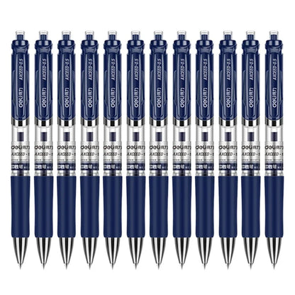 DELI S01 12Pcs Gel Pens Press Type Retractable Smooth Writing 0.5mm Gel Pen