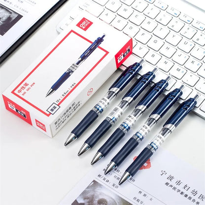 DELI S01 12Pcs Gel Pens Press Type Retractable Smooth Writing 0.5mm Gel Pen