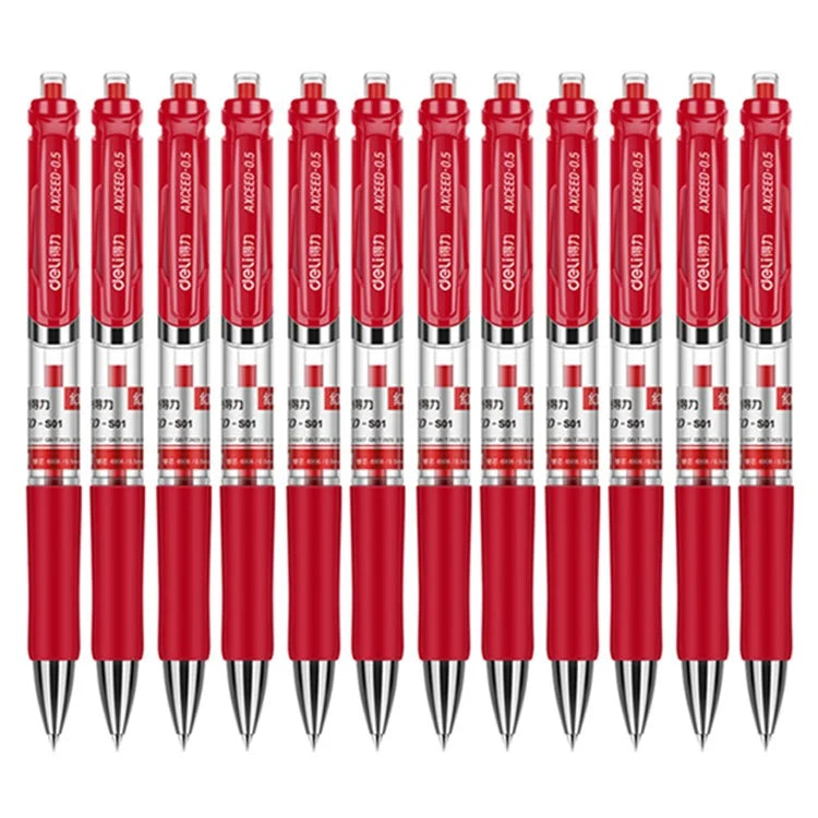 DELI S01 12Pcs Gel Pens Press Type Retractable Smooth Writing 0.5mm Gel Pen