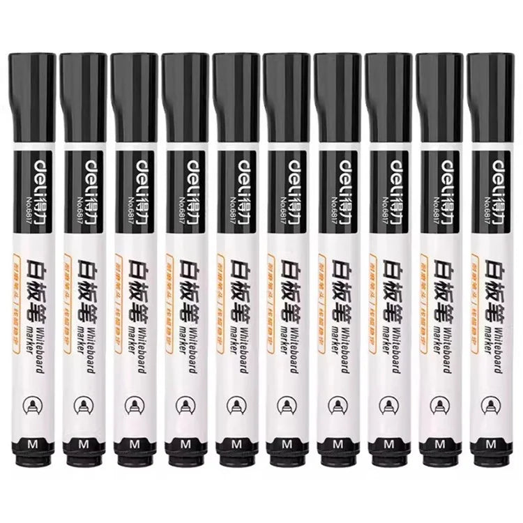 DELI 6817 10-Pack Whiteboard Pens Water-Based 1.8mm Tip Erasable Markers for Writing