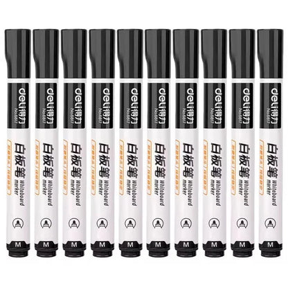 DELI 6817 10-Pack Whiteboard Pens Water-Based 1.8mm Tip Erasable Markers for Writing