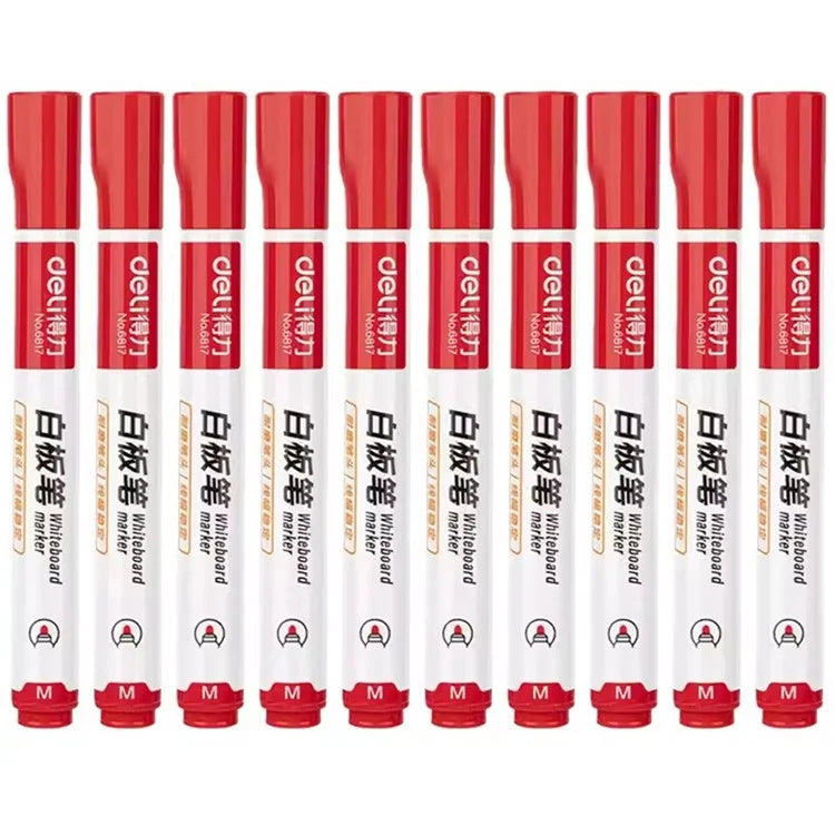 DELI 6817 10-Pack Whiteboard Pens Water-Based 1.8mm Tip Erasable Markers for Writing