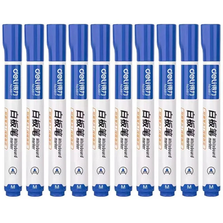 DELI 6817 10-Pack Whiteboard Pens Water-Based 1.8mm Tip Erasable Markers for Writing