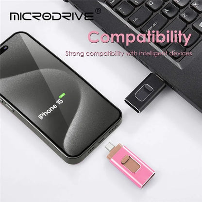 128GB 3-in-1 USB3.0 / Micro USB / Type-C U-Disk Metal Flash Disk for Phone Computer