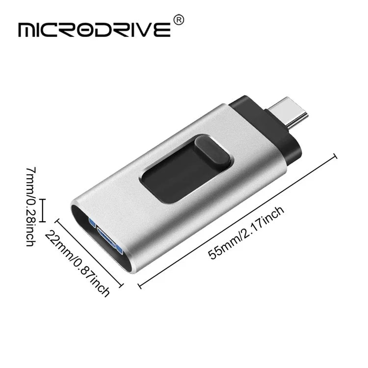 32GB 3-in-1 USB3.0 / Micro USB / Type-C U-Disk Phone Computer Metal Flash Disk