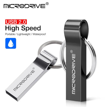 MICRODRIVE 32GB USB 2.0 Flash Drive Portable Metal Thumb Drive with Key Ring
