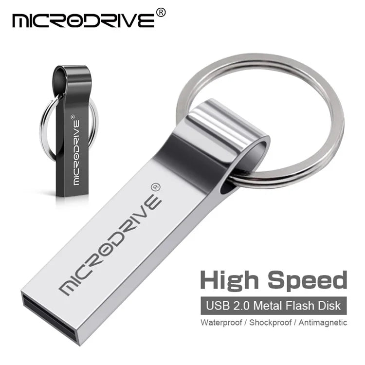 MICRODRIVE 32GB USB 2.0 Flash Drive Portable Metal Thumb Drive with Key Ring