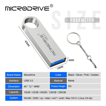 MICRODRIVE E9 64GB Metal U-disk USB 3.0 Memory Stick Computer Flash Drive