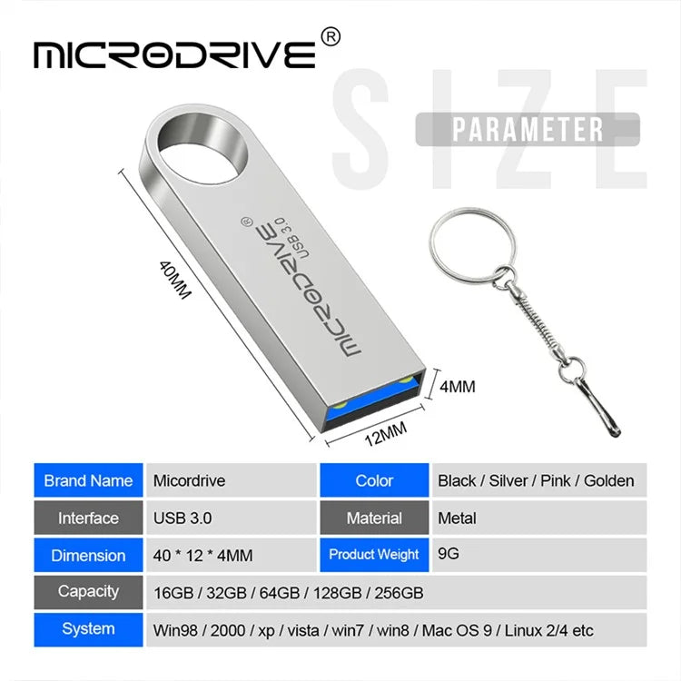 MICRODRIVE E9 32GB Metal U-disk High Speed USB 3.0 Memory Stick for Computer