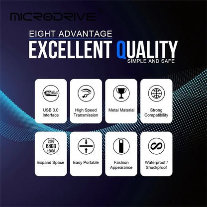 MICRODRIVE E9 32GB Metal U-disk High Speed USB 3.0 Memory Stick for Computer