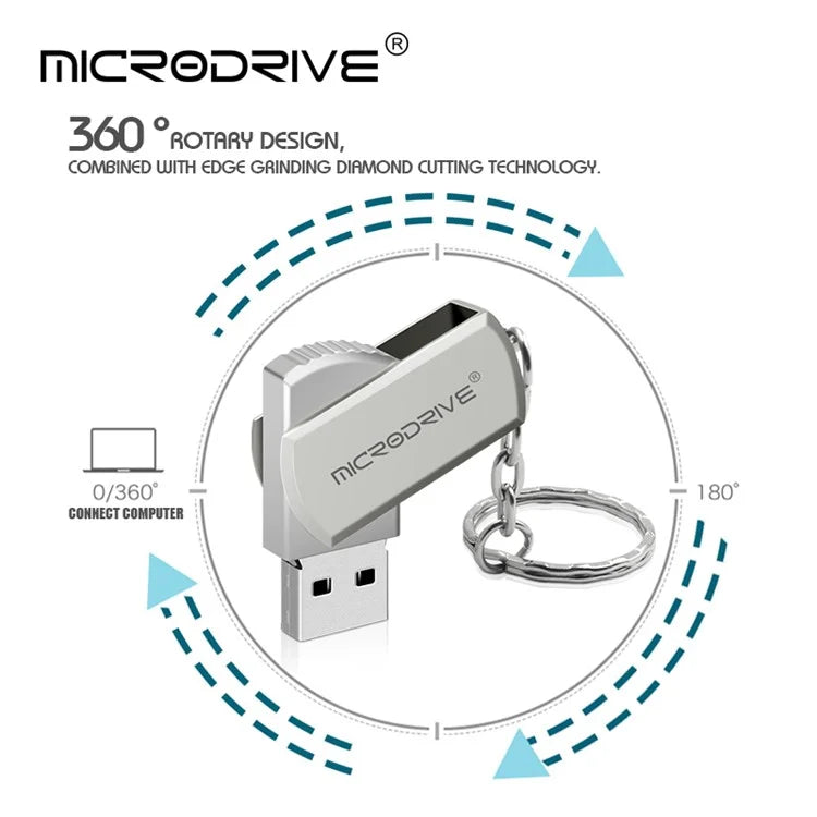 MICRODRIVE 8GB Computer Thumb Drive USB Stick Key Ring Design USB 2.0 Flash Drive