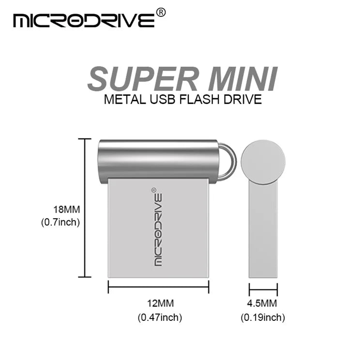 MICRODRIVE 64GB USB 2.0 Mini Metal U-Disk Portable Flash Drive