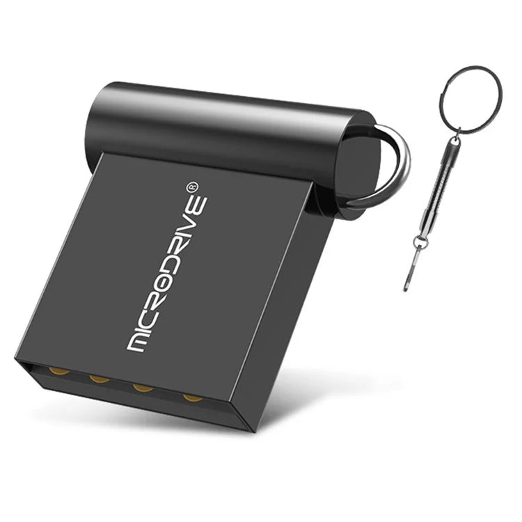 MICRODRIVE 16GB USB 2.0 Mini Metal Flash Drive with Hook