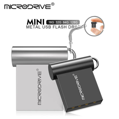 MICRODRIVE 16GB USB 2.0 Mini Metal Flash Drive with Hook