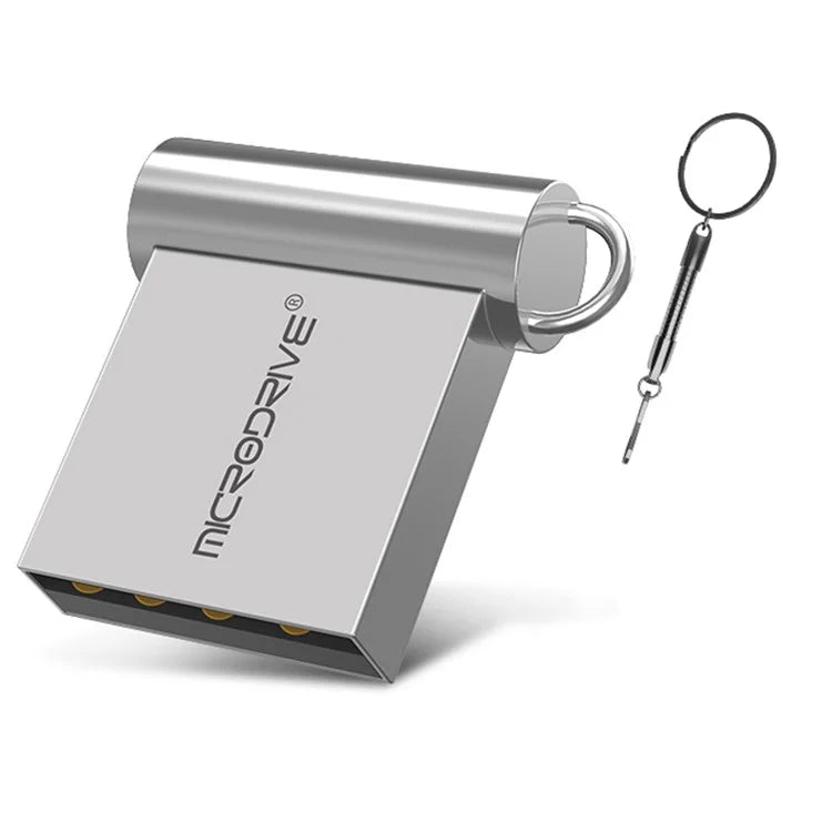MICRODRIVE 16GB USB 2.0 Mini Metal Flash Drive with Hook