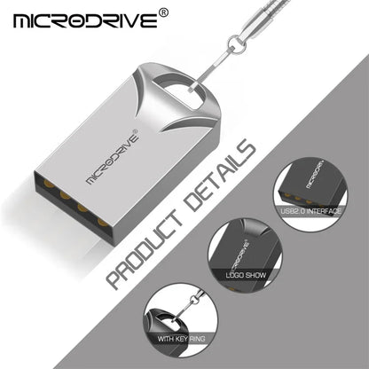MICRODRIVE 64GB USB 2.0 Flash Drive Portable Mini Metal U-Disk