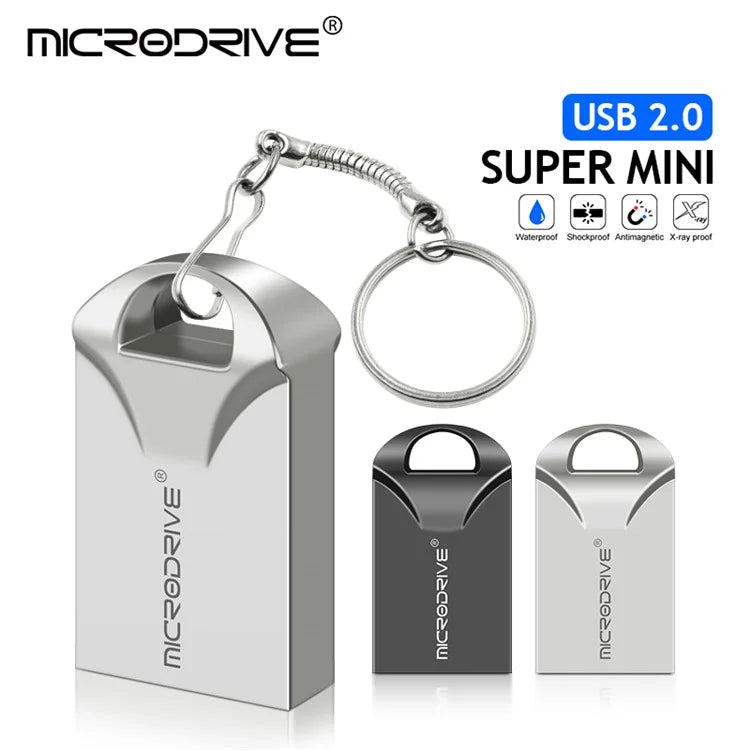 MICRODRIVE 64GB USB 2.0 Flash Drive Portable Mini Metal U-Disk