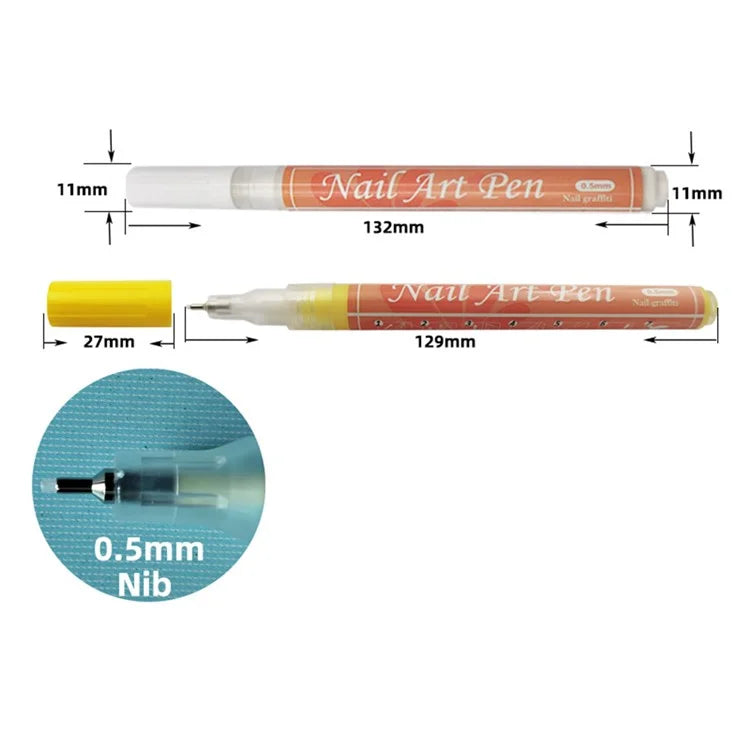 FLYSEA NA-5 Nail Art Pens 0.5mm Fine Tip Quick Drying Graffiti Dotting Acrylic Marker Pens