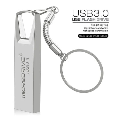 MICRODRIVE 64GB High Speed Flash Drive USB 3.0 Metal U-Disk with Key Ring