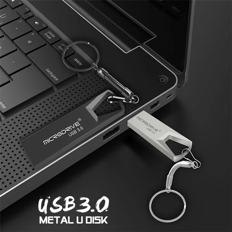 MICRODRIVE 64GB High Speed Flash Drive USB 3.0 Metal U-Disk with Key Ring