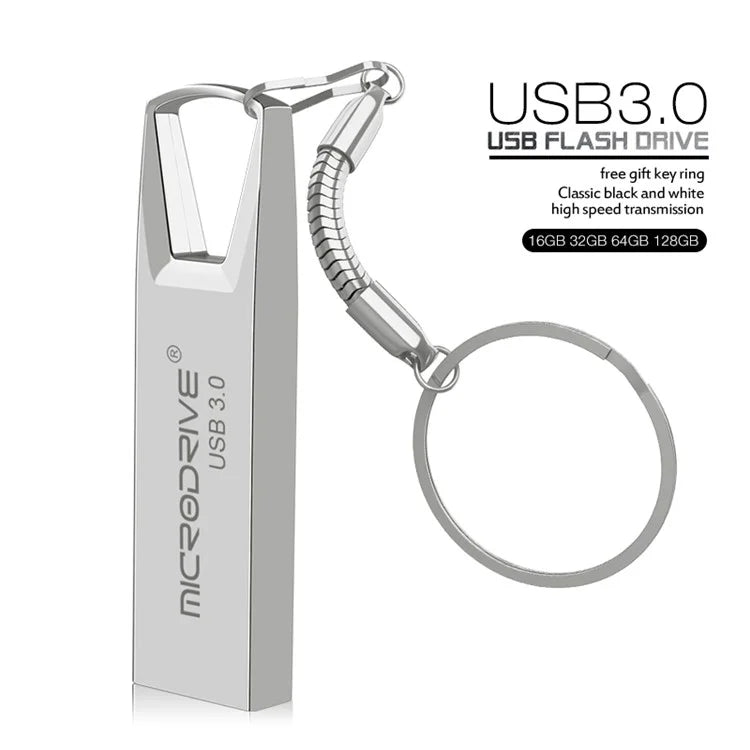 MICRODRIVE Portable Flash Drive 32GB High Speed USB 3.0 Metal U-Disk with Key Ring